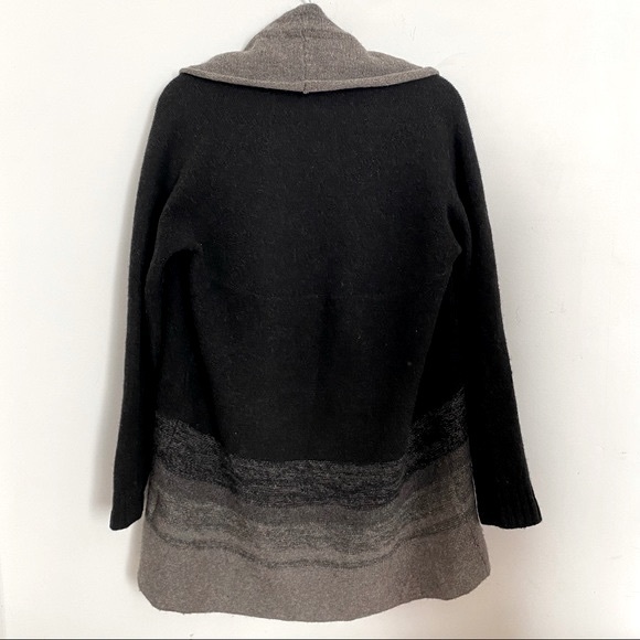 EILEEN FISHER WOOL SILK OMBRE WATERFALL DRAPED OPEN CARDIGAN WARM SWEATER XS-S - Picture 4 of 10